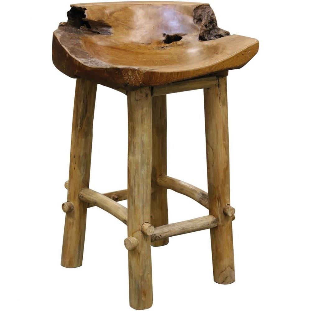 Stylecraft Home Collection Iaf25277ds Basin 32 Inch Natural Wood Counter Stool With Raw Edge Detail