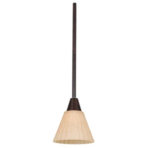 Sunset Lighting-F1011-62-One Light Adjustable Stem Mini-Pendant   Rubbed Bronze Finish with Tea-Stained Fluted Glass