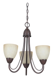 Sunset Lighting-F2483-62-Tempest - Three Light Chandelier   Rubbed Bronze Finish with Alpine Glass