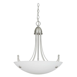 Sunset Lighting-F2484-53-Tempest - Three Light Bowl Pendant   Satin Nickel Finish with Opal Glass