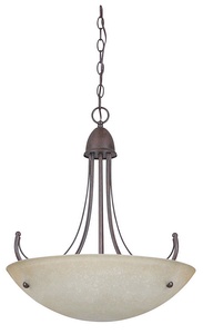 Sunset Lighting-F2484-62-Tempest - Three Light Bowl Pendant   Rubbed Bronze Finish with Alpine Glass