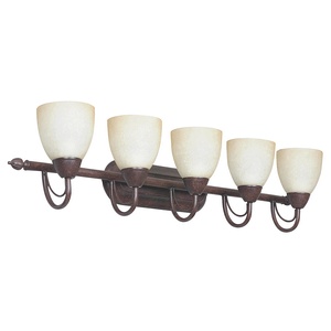 Sunset Lighting-F2495-62-Tempest - Five Light Bath Vanity   Rubbed Bronze Finish with Alpine Glass