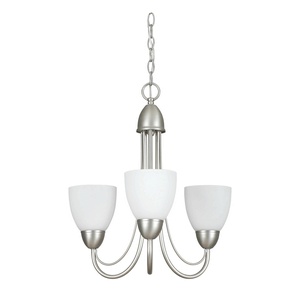 Sunset Lighting-F2683-53-Tempest - Three Light Chandelier   Satin Nickel Finish with Opal Glass