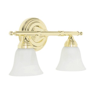 Sunset Lighting-F3652-80-Two Light Bath Bar   Bright Satin Nickel Finish with Faux Alabaster Glass