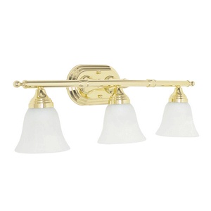 Sunset Lighting-F3653-80-Three Light Bath Bar   Bright Satin Nickel Finish with Faux Alabaster Glass