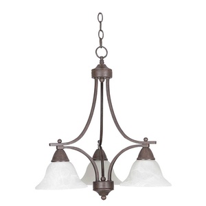 Sunset Lighting-F5160-62-Metropolitan - Three Light Square Chandelier   Rubbed Bronze Finish with Faux Alabaster Glass