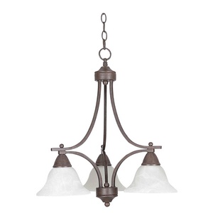 Sunset Lighting-F5160-54-Metropolitan - Three Light Square Chandelier   Painted Pewter Finish with Faux Alabaster Glass