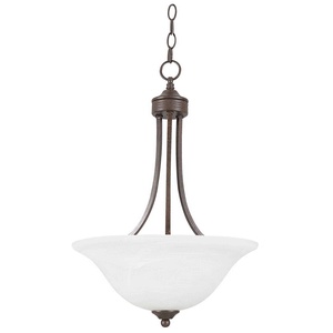 Sunset Lighting-F5161-54-Metropolitan - Three Light Bowl Pendant   Painted Pewter Finish with Faux Alabaster Glass