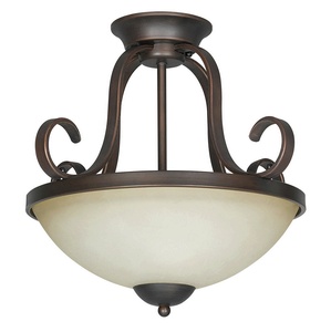 Sunset Lighting-F5266-26-Provano - Two Light Semi-Flush Mount   Tique Finish with Buttercup Glass