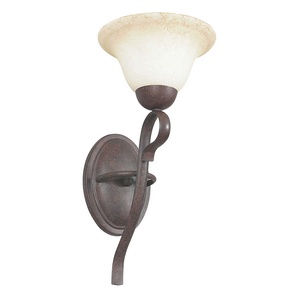 Sunset Lighting-F5481-62-Venice - One Light Wall Sconce   Rubbed Bronze Finish with Turismo Glass