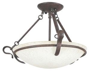 Sunset Lighting-F5486-62-Venice - Three Light Semi-Flush Mount   Rubbed Bronze Finish with Turismo Glass