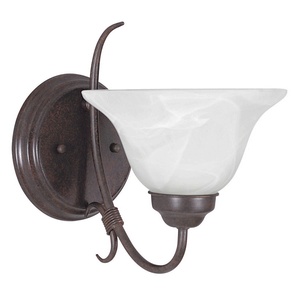 Sunset Lighting-F6341-62-Madrid - One Light Twist-On Wall Sconce   Rubbed Bronze Finish with Faux Alabaster Glass