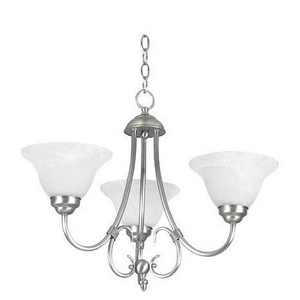 Sunset Lighting-F6343-53-Madrid - Three Light Chandelier   Satin Nickel Finish with Faux Alabaster Glass