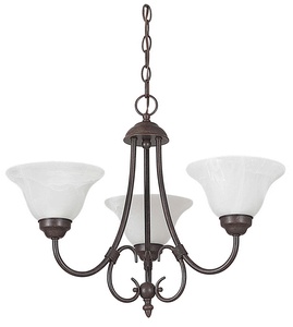 Sunset Lighting-F6343-62-Madrid - Three Light Chandelier   Rubbed Bronze Finish with Faux Alabaster Glass