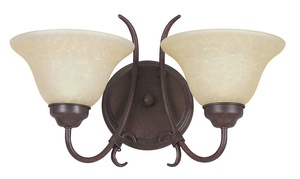 Sunset Lighting-F6372-62-Madrid - Two Light Wall Sconce   Rubbed Bronze Finish with Tea-Stained Glass