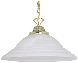 Sunset Lighting-F6978-10-One Light Bowl Pendant   Polished Brass Finish with Faux Alabaster Glass