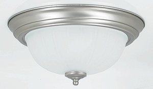 Sunset Lighting-F7102-53-Two Light Flush Mount   Satin Nickel Finish with Frosted Melon Glass