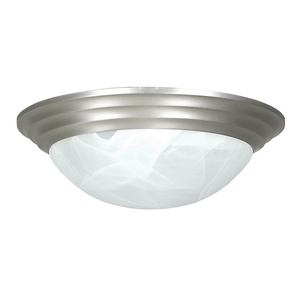 Sunset Lighting-F7162-53-Two Light Twist-On Flush Mount   Satin Nickel Finish with Faux Alabaster Glass