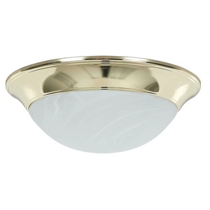 Sunset Lighting-F7172-10-Two Light Twist-On Flush Mount   Polished Brass Finish with Faux Alabaster Glass