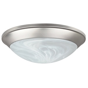 Sunset Lighting-F7177-53-Two Light Twist-On Flush Mount   Satin Nickel Finish with Faux Alabaster Glass