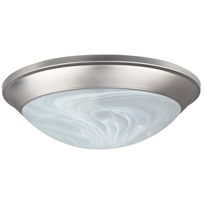 Sunset Lighting-F7178-53-Two Light Twist-On Flush Mount   Satin Nickel Finish with Faux Alabaster Glass