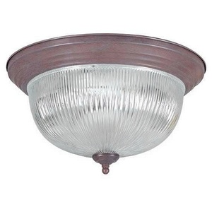 Sunset Lighting-F7508-53-Three Light Convertible Flush Mount   Satin Nickel Finish with Clear Prismatic Glass