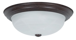 Sunset Lighting-F7634-62-Three Light Twist-On Flush Mount   Rubbed Bronze Finish with Faux Alabaster Glass
