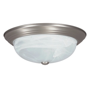 Sunset Lighting-F7635-53-Two Light Flush Mount   Satin Nickel Finish with Faux Alabaster Glass