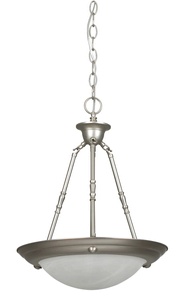 Sunset Lighting-F7676-53-Two Light Bowl Pendant   Satin Nickel Finish with Faux Alabaster Glass