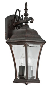 Sunset Lighting-F7858-62-Three Light Outdoor Wall Lantern   Rubbed Bronze Finish with Clear Beveled Glass