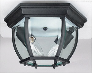 Sunset Lighting-F7898-31-Two Light Outdoor Flush Mount   Black Finish with Clear Beveled Glass