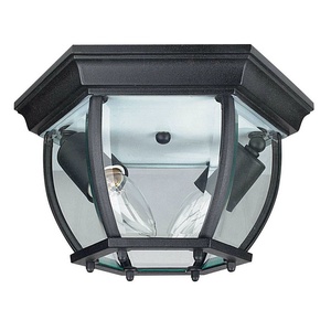 Sunset Lighting-F7898-62-Two Light Outdoor Flush Mount   Rubbed Bronze Finish with Clear Beveled Glass