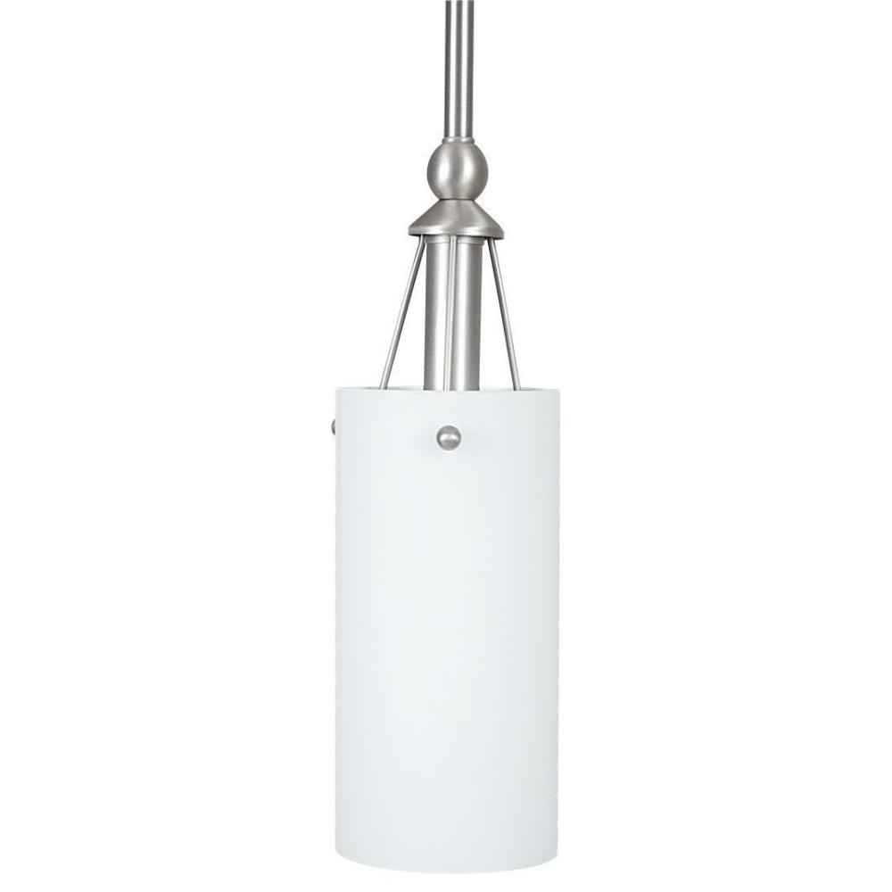 Sunset Lighting-F9140-53-One Light Adjustable Stem Mini-Pendant   Satin Nickel Finish with Tea-Stained Glass