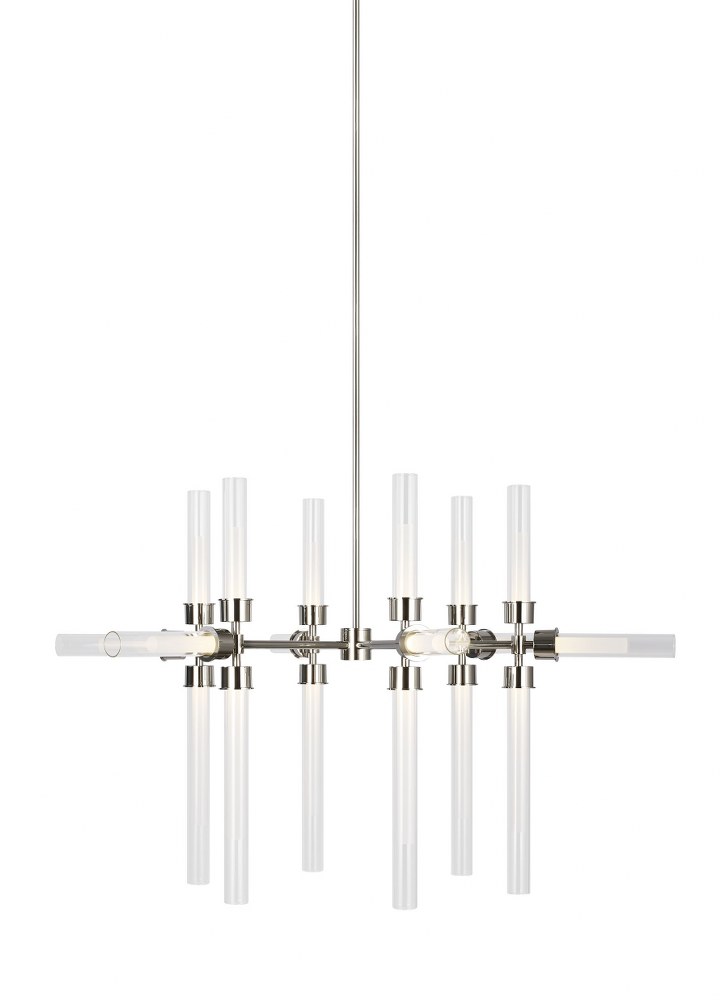Tech Lighting-700LNG18N-LED930-Sean Lavin - 18-Light LED Chandelier Polished Nickel  Natural Brass Finish with White Opal Glass