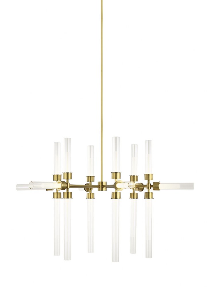 Tech Lighting-700LNG18NB-LED930-Sean Lavin - 18-Light LED Chandelier Natural Brass  Natural Brass Finish with White Opal Glass
