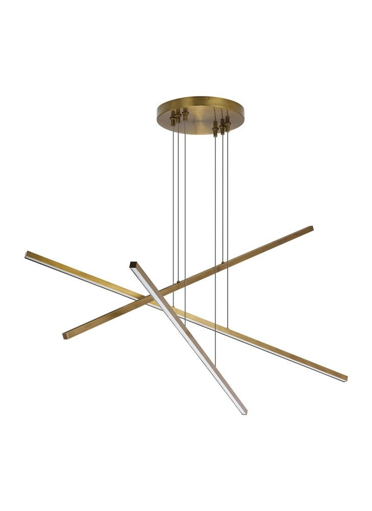 Tech Lighting-700LSESN3R-LED930-Essence Trio - 50 Inch 72W 3 LED Chandelier   Aged Brass with White Acrylic Glass