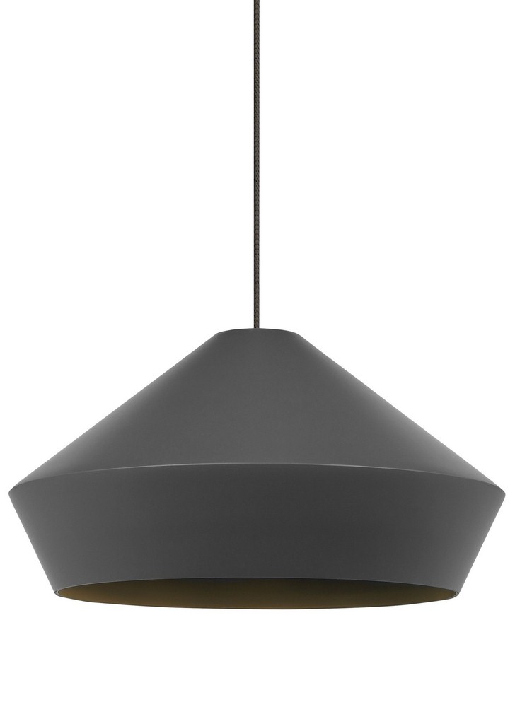 Tech Lighting-700FJBMLYS-LEDS830-Brummel - 10.5 Inch 8W 1 LED FreeJack Low-Voltage Pendant Satin Nickel  Antique Bronze Finish with Charcoal Gray Shade