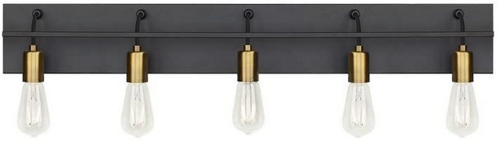 Tech Lighting-BA1083BLAB-Tae - 5 Light Bath Vanity   Black/Aged Brass Finish