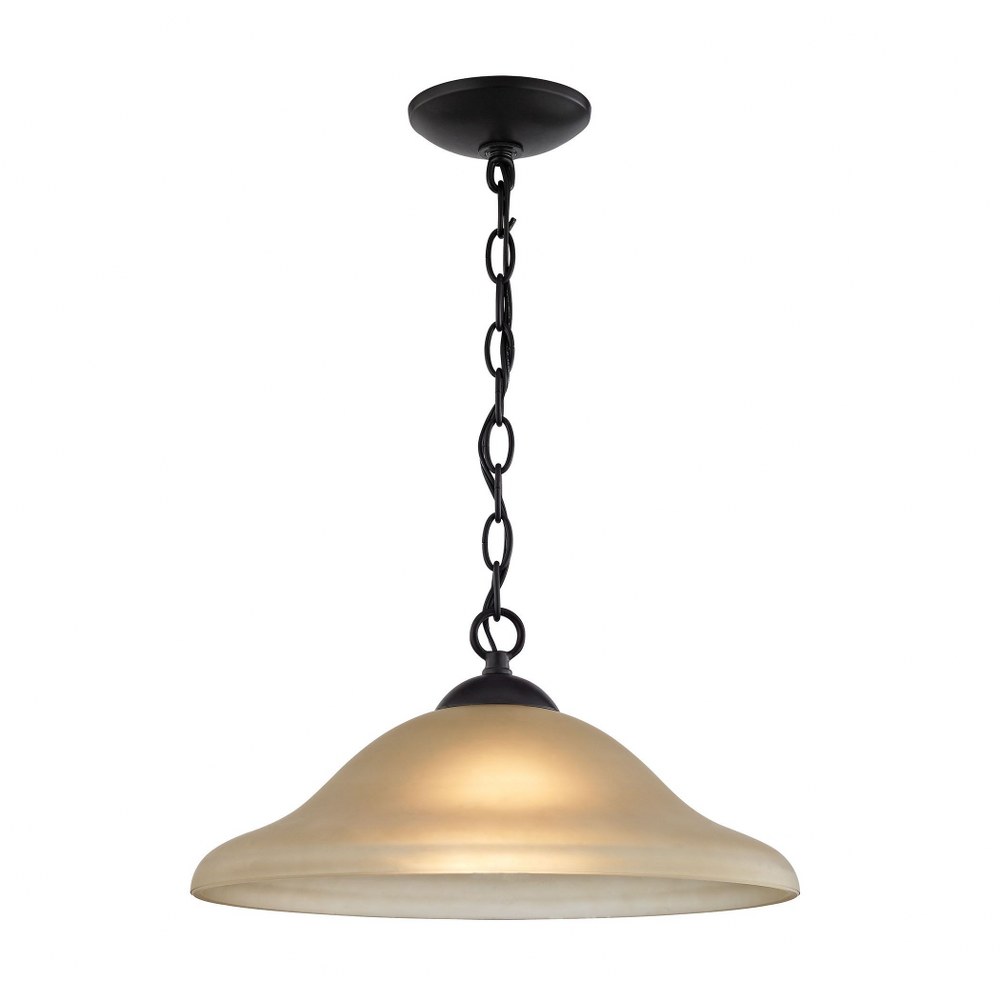 Thomas Lighting-1201PL/10-Conway - 1 Light Pendant   Oil Rubbed Bronze Finish with Light Amber Glass