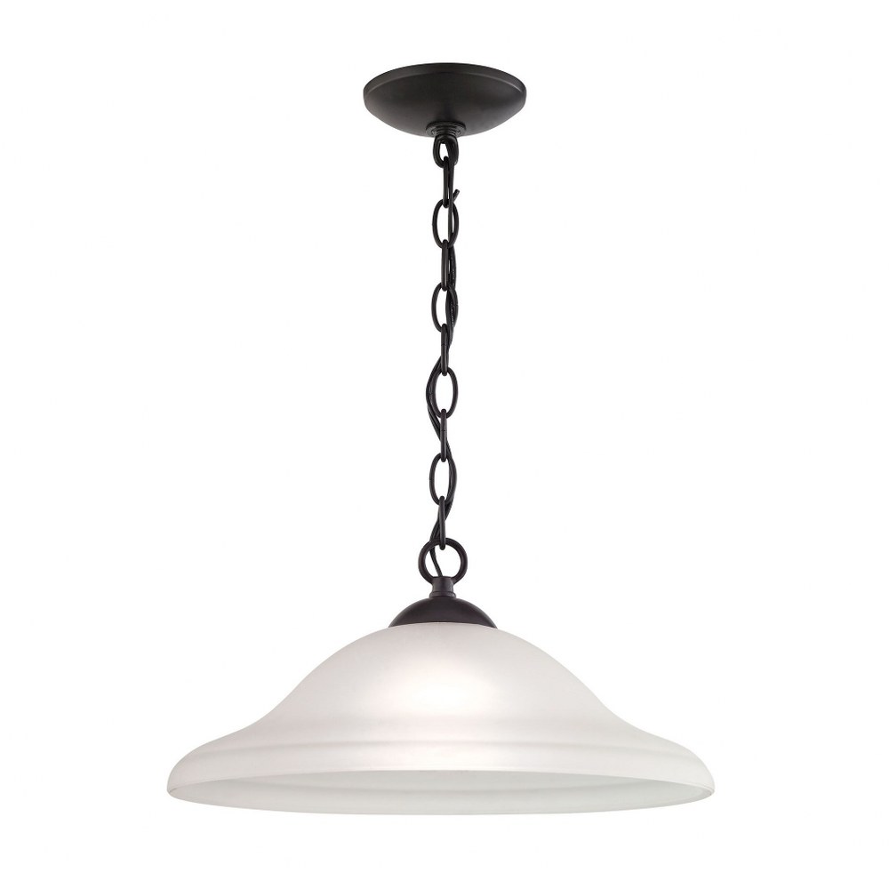 Thomas Lighting-1221PL/10-Conway - One Light Pendant   Oil Rubbed Bronze Finish with White Glass