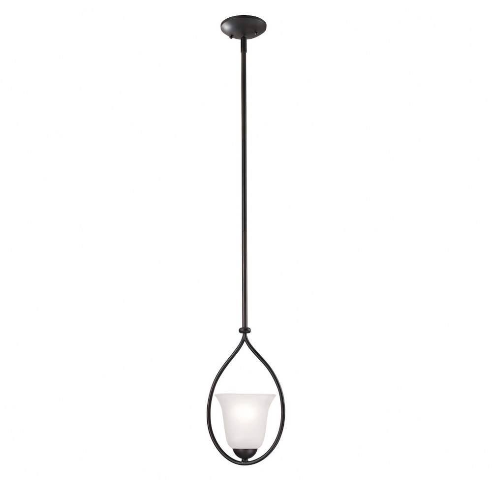 Thomas Lighting-1251PS/10-Conway - One Light Mini Pendant Oil Rubbed Bronze  Brushed Nickel Finish with White Glass