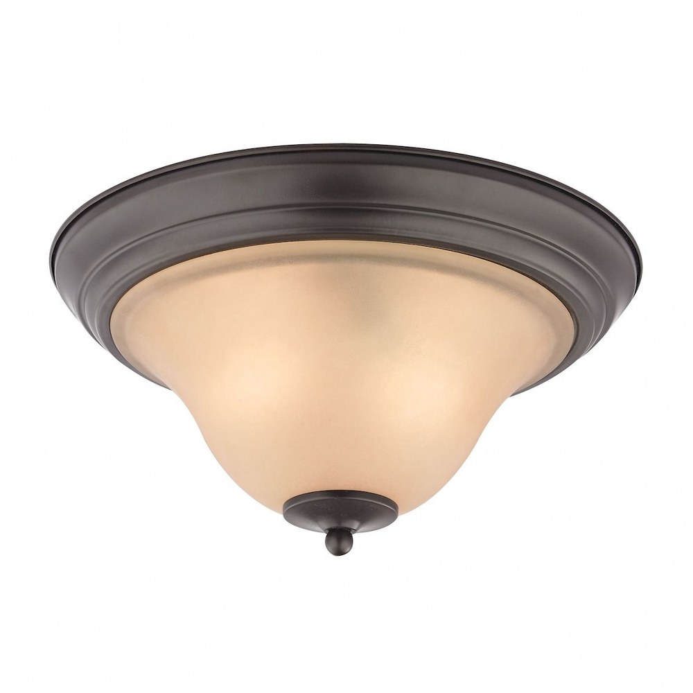 Thomas Lighting-1402FM/10-Kingston - 2 Light Flush Mount Oil Rubbed Bronze  Oil Rubbed Bronze Finish with Cafe Tint Glass