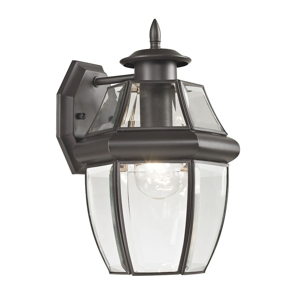 Thomas Lighting-8601EW/75-Ashford - One Light Small Outdoor Coach Lantern   Oil Rubbed Bronze Finish with Clear Beveled Glass