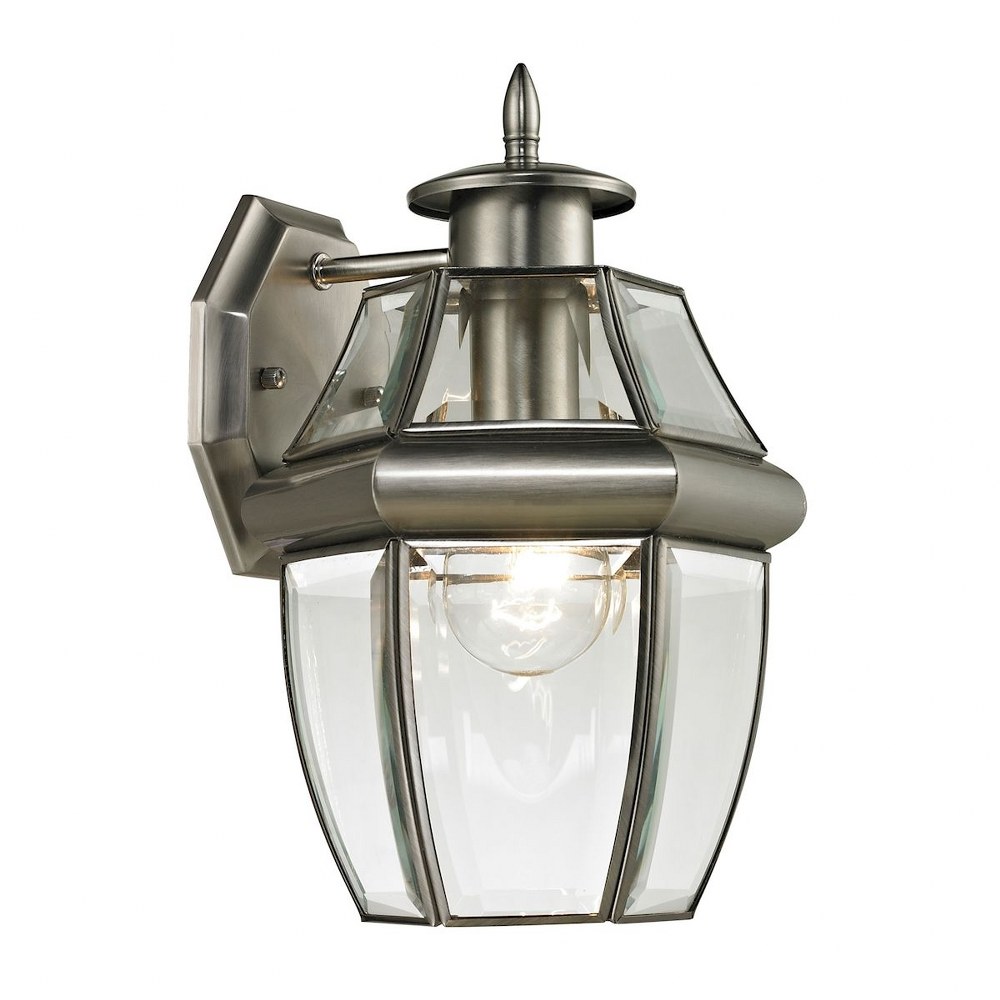 Thomas Lighting-8601EW/80-Ashford - One Light Small Outdoor Coach Lantern   Antique Nickel Finish with Clear Beveled Glass
