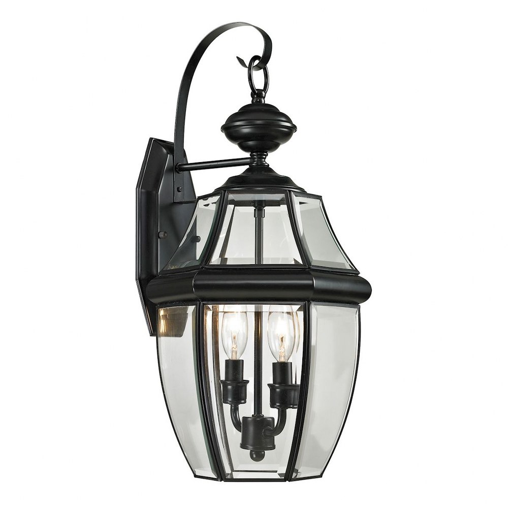 Thomas Lighting-8602EW/60-Ashford - Two Light Medium Outdoor Coach Lantern Black  Black Finish with Clear Beveled Glass