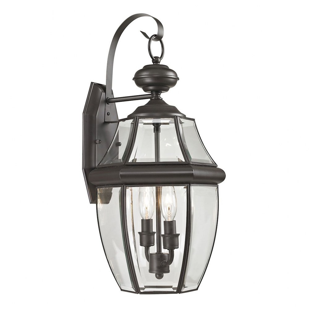 Thomas Lighting-8602EW/75-Ashford - Two Light Medium Outdoor Coach Lantern Oil Rubbed Bronze  Black Finish with Clear Beveled Glass