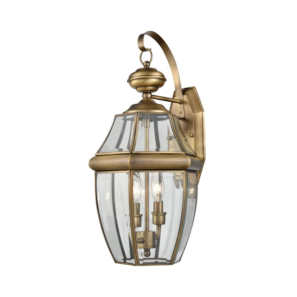 Thomas Lighting-8602EW/89-Ashford - Two Light Medium Outdoor Coach Lantern   Antique Brass Finish with Clear Beveled Glass