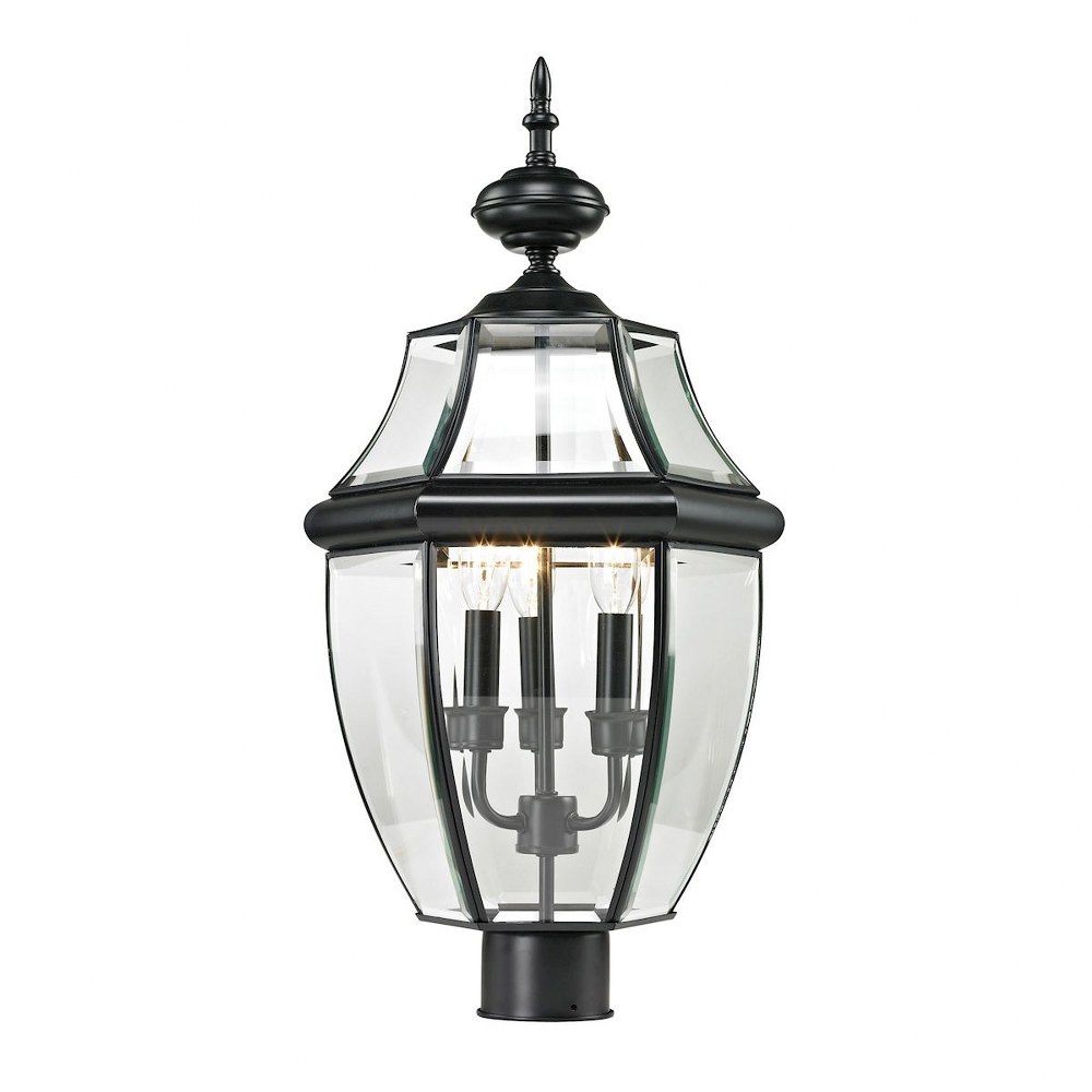 Thomas Lighting-8603EP/60-Ashford - Three Light Large Outdoor Post Lantern   Black Finish with Clear Beveled Glass