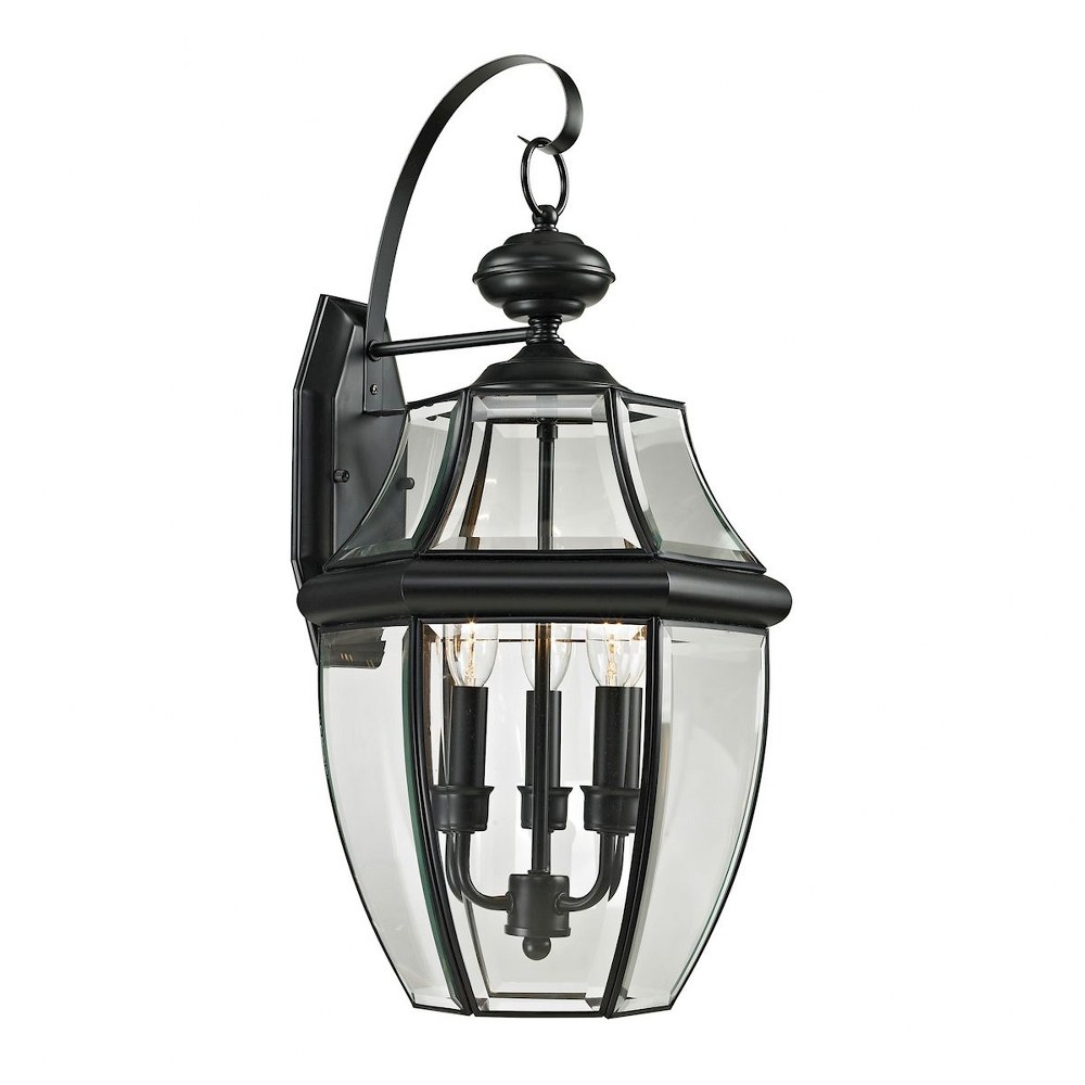 Thomas Lighting-8603EW/60-Ashford - Three Light Large Outdoor Coach Lantern Black  Black Finish with Clear Beveled Glass