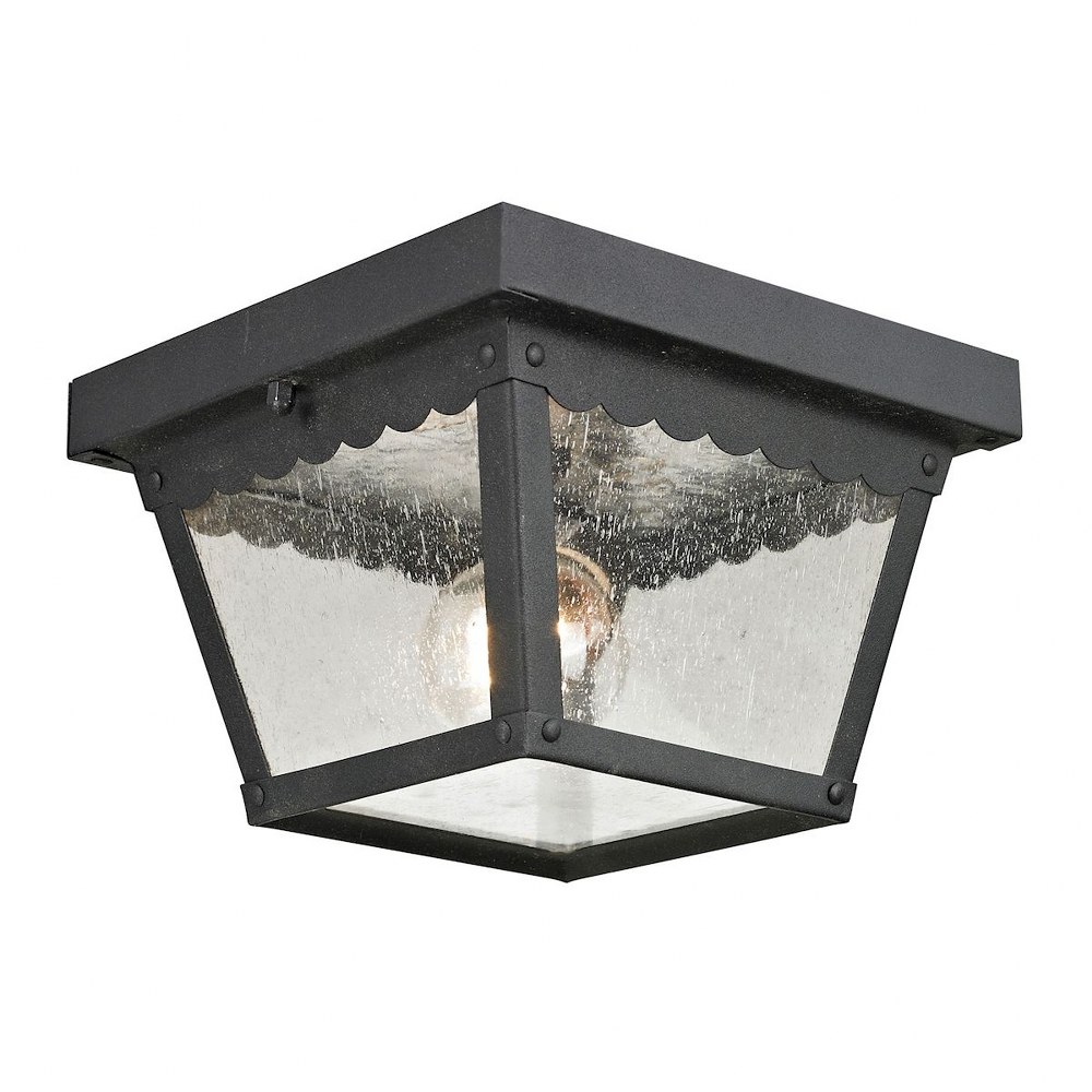 Thomas Lighting-9102EF/65-Springfield - 2 Light Flush Mount   Matte Textured Black Finish with Seeded Glass